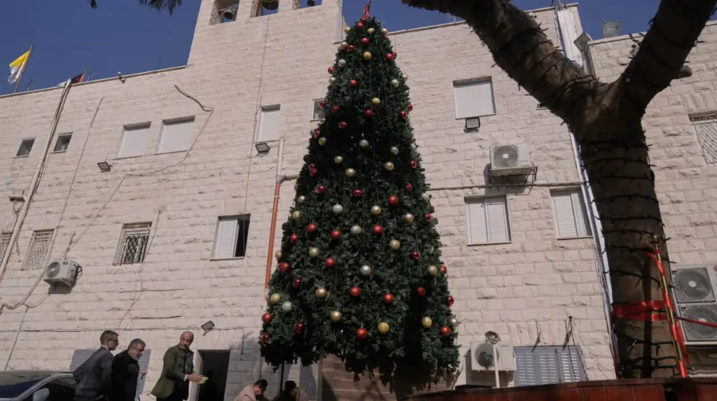 Christmas tree and nativity scene burned at the Church of the Holy Savior in Jenin by Palestinian extremists